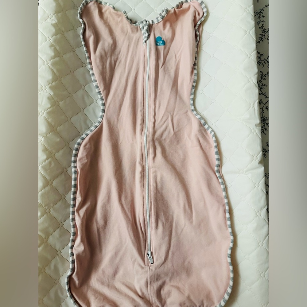 Love to Dream Pink Swaddle with Gray Trim